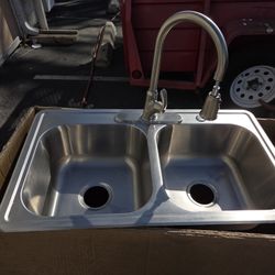 Stainless Steel Sink And Kohler Faucet