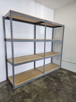 4 Tier Shelving 48 in W x 24 in D American Made Used Heavy Duty Steel Boltless Storage Rack Delivery Available