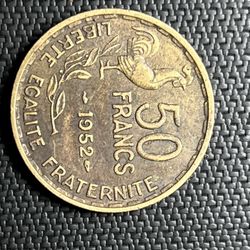 1952 Fifty Francs Coin 