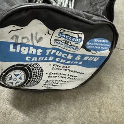 Laclede Truck and SUV Cable Tire Chain - Part no. 2016C with Tire Chain Rubber Adjuster and gloves 