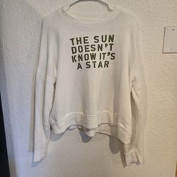 White Mile(s) by Madewell crewneck sweatshirt with "The sun doesn't know it's a star" print