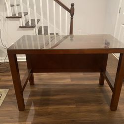 Wood Computer Desk With Glass Top