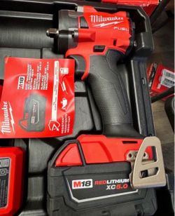 Milwaukee M18 FUEL 18V Lithium-Ion Brushless Cordless 3/8 in. Compact Impact Wrench with Friction Ring Kit, Resistant Batteries