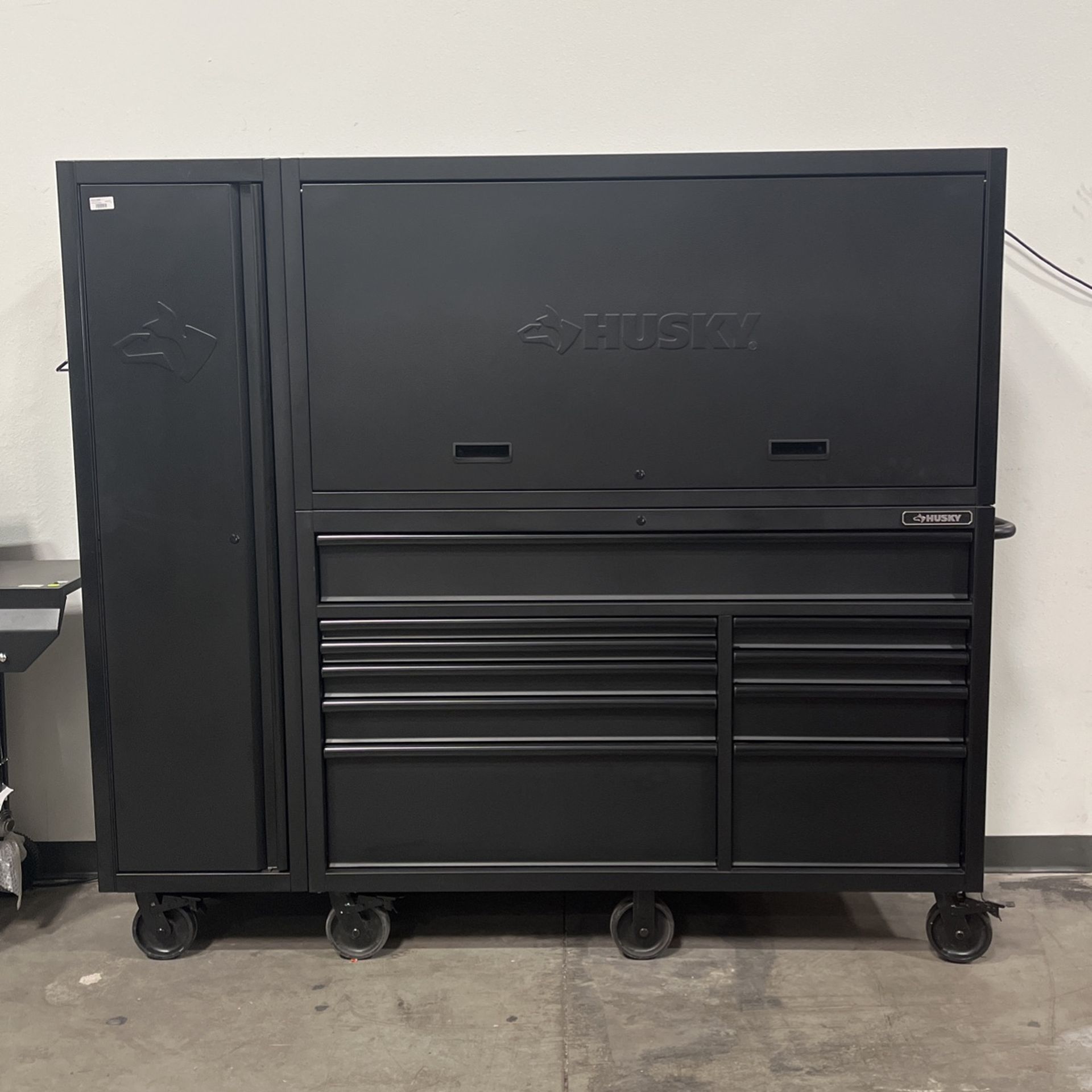 80 in. 10-Drawer Garage Workcenter, 24 in. Deep with Side Locker, Matte Black 80 in. 10-Drawer Garage Workcenter, 24 in. Deep with Side Locker, Matte Black