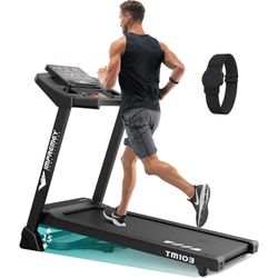 Impremey 103 Folding Treadmill with Heart Rate Monitor, 15 Level Auto Incline & 350 Lbs Capacity