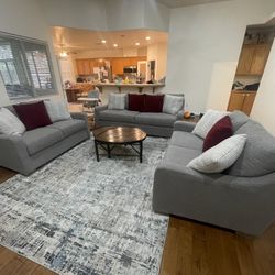 3 Piece Living Room Seating Set With Coffee Tables