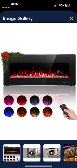 42" W BLACK WALL MOUNT ELECTRIC FIREPLACE (read description before messaging me)
