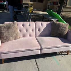 Pink Velvet Sofa Bed 