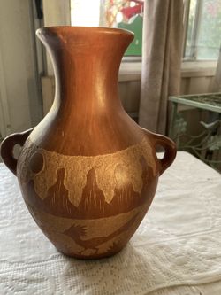 Clay Jug With Southwest Designs Two Tones