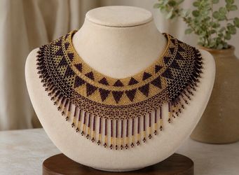 Beaded Collar Necklace with Fringe