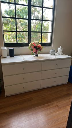 IKEA White 6-Drawer Double Dresser with handlers