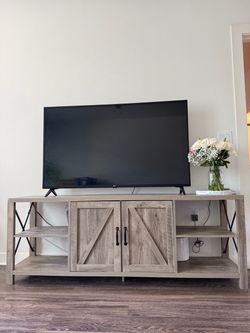 Farmhouse 68” TV Stand with Barn Doors