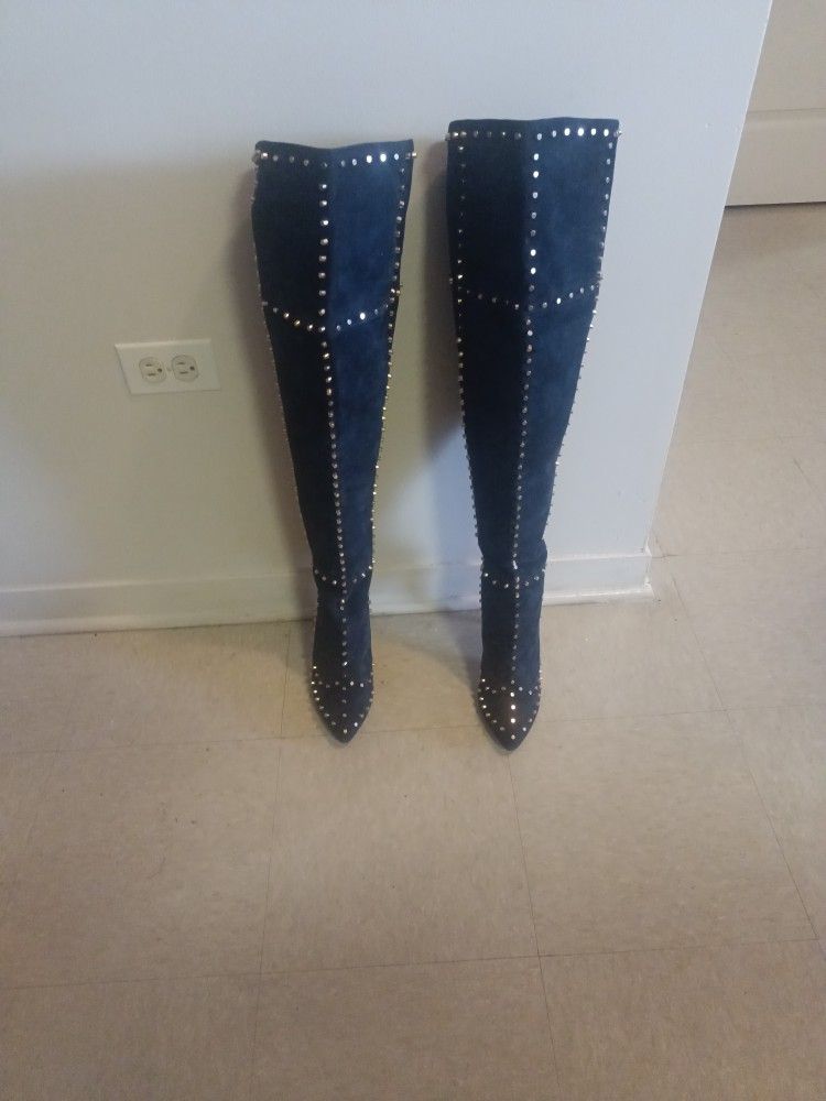 Jennifer Le Thigh High Lamb Suede Boots
