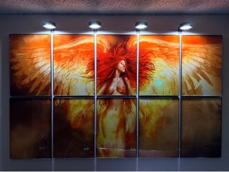 10 piece modern burning angel art  picture poster print with borderless glass frames
