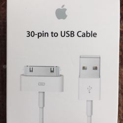 Genuine Apple 30-pin to USB cable. High Speed Sync Charging Cord Cable for iPhone 4/4s, iPhone 3G/3GS, iPad 1/2/3, iPod. Barely used. Excellent condit