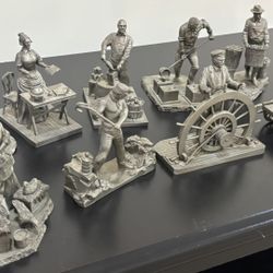 Pewter Figures “American Workers” 1977 Franklin Mint Collection. Complete Set Of 12. Mint Condition. 