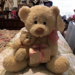 Pretty ! Plush Adorable ! Teddy Bears With Victorian Gift Box 