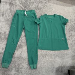 XS/T FIGS Hunter Green Scrub Set