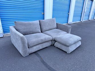 👁️👁️ Great Condition Gray Sectional w/ Ottoman FREE DELIVERY 🚚