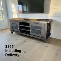 65” Rustic Dark Solid Wood Media Console / TV Stand – Free Delivery