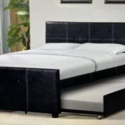 New Trundle Black Full/Twin W/New Mattresses 