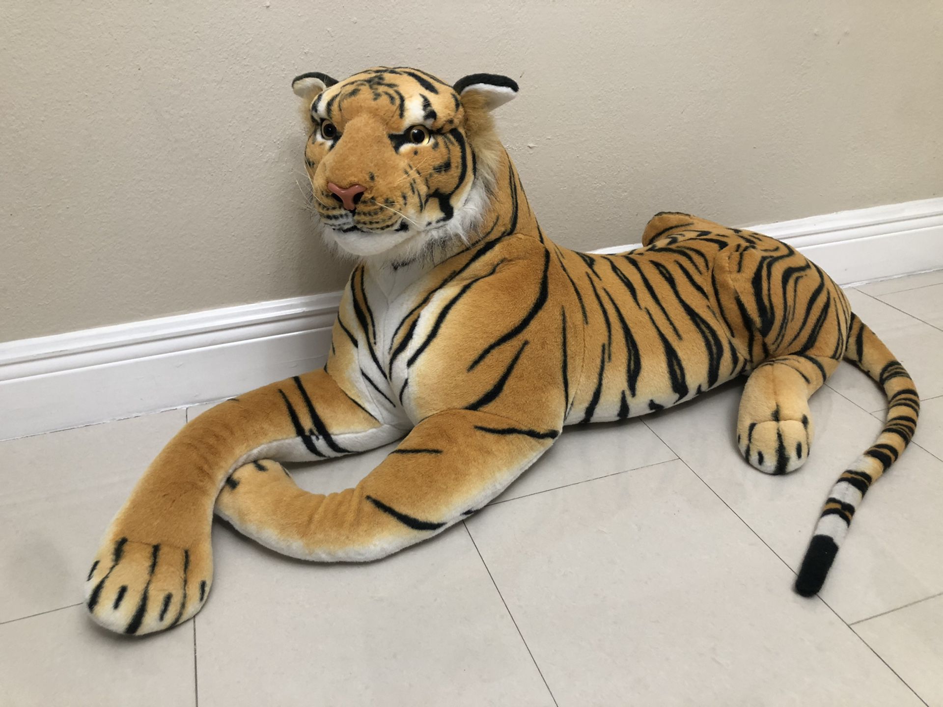 Large Plush Tiger Realistic Big Cat Orange Bengal Stuffed Animal Toy Jumbo XL