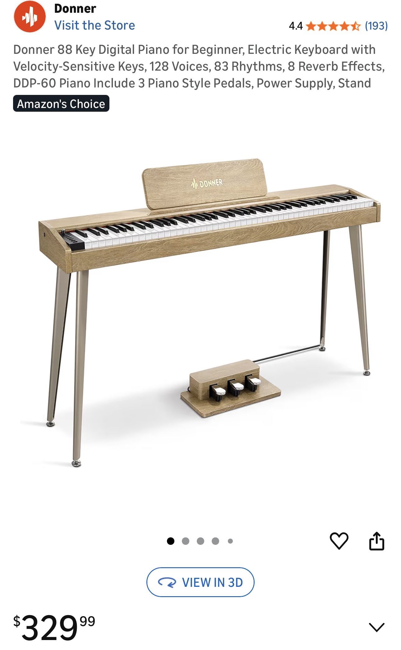 Donner 88 Key Digital Piano for Beginner, Electric Keyboard with Velocity-Sensitive Keys, 128 Voices, 83 Rhythms, 8 Reverb Effects, DDP-60 Piano Inclu