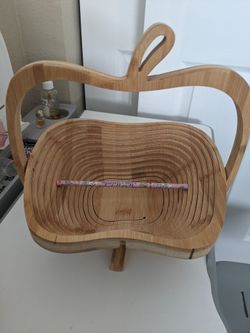 Apple Shape Wooden Decor Basket