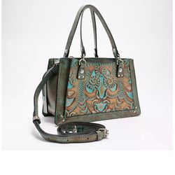 Patricia Nash Corana Leather Handbag Light Turquoise