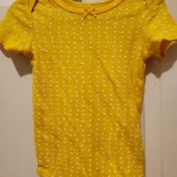 Baby 6-12 Months Cute Heart Polka Dot Yellow Onesie