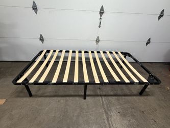 Metal  Twin Size Bed Frame with Wooden Slats