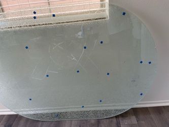 3/4” Oval Shaped 60x42” Shattered Glass Table Top