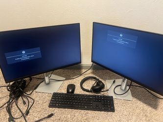 Dell Dual Monitor Workstation – 2 Dell P2422H Monitors + Keyboard, Mouse & Headset