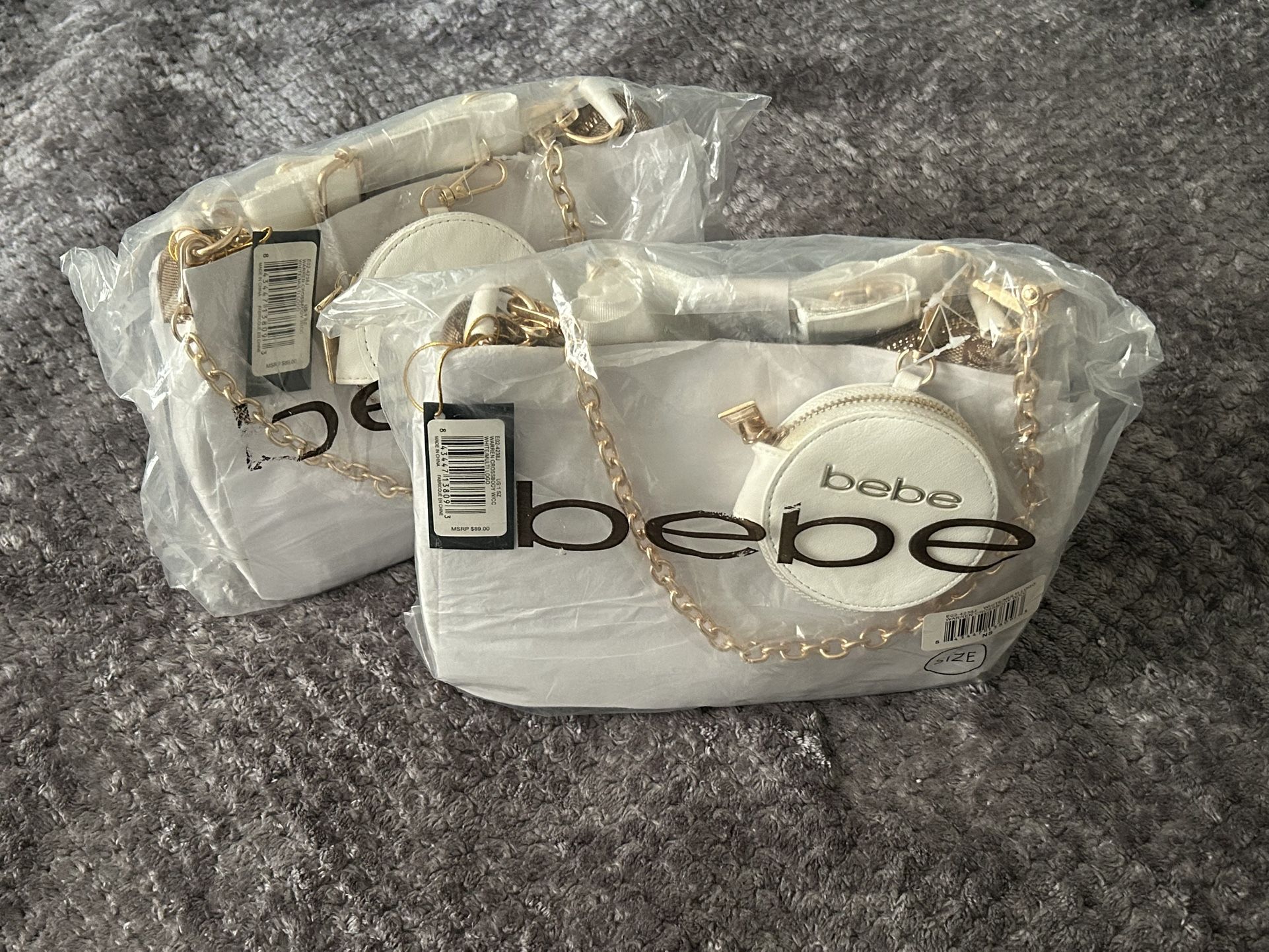 🎒 NEW Bebe Honeycomb Crossbody — White/Multi Logo (2 Available!)