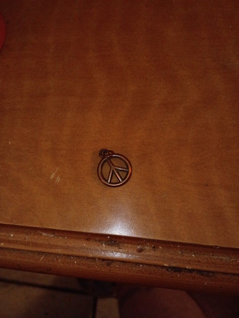 Vintage Bronze Peace Sign Charm