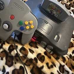 Nintendo 64 With Controller And Mario Kart 64