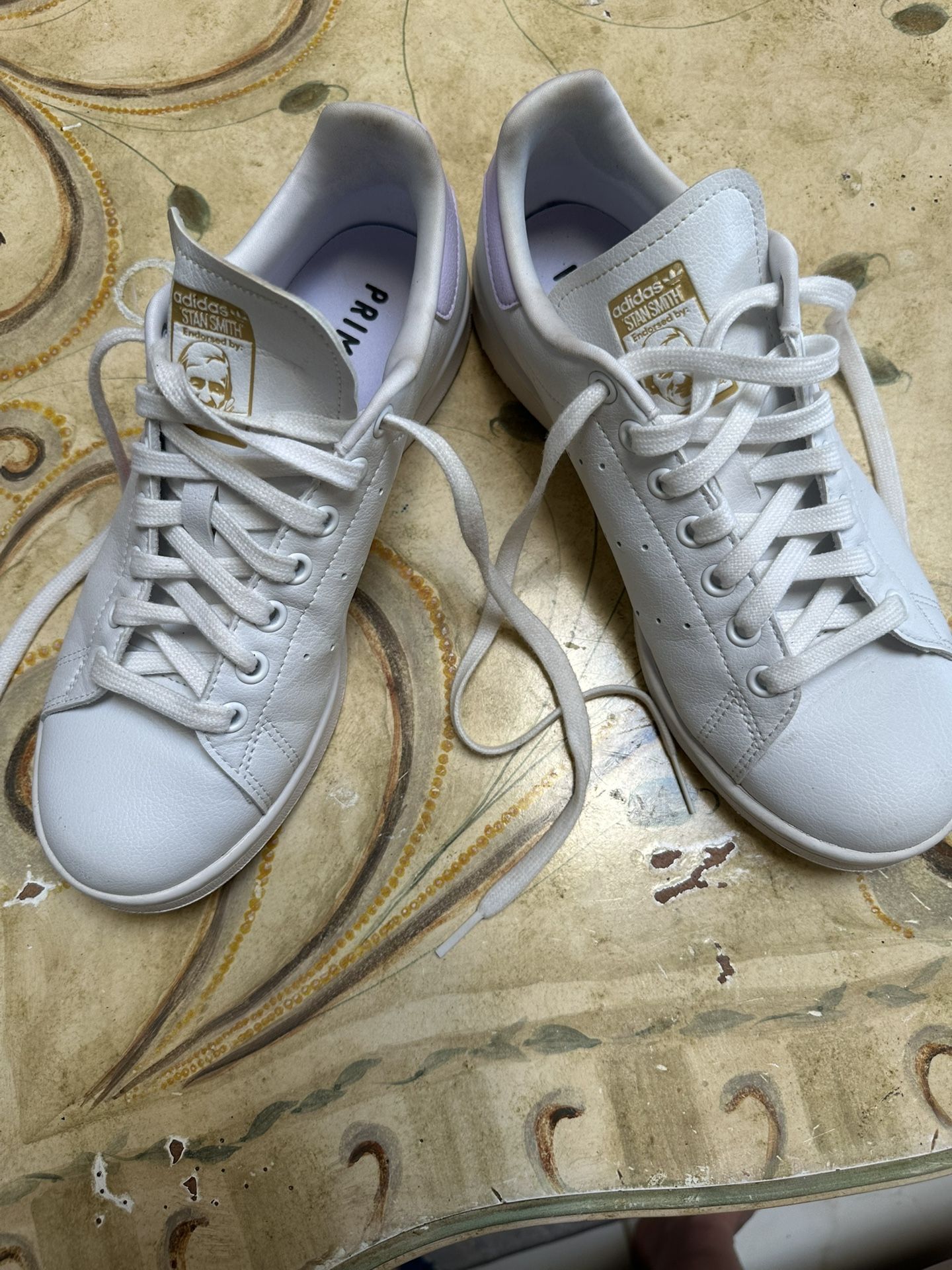 Adidas Stan Smith Primegreen Sneakers –Women’s Size 8 White w/Multicolor Trefoil