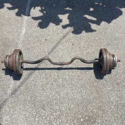 EZ Curl Bar with Weights (75 lbs Total)