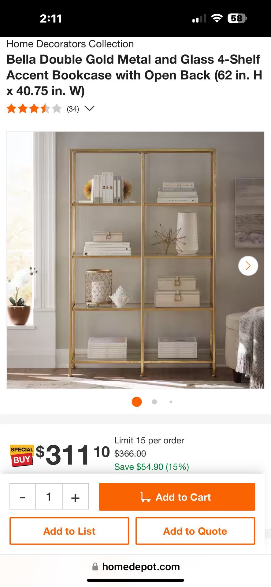 Gold Metal And Glass Shelves