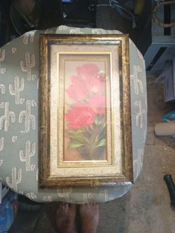Vintage framed floral oil painting by Robert Cox