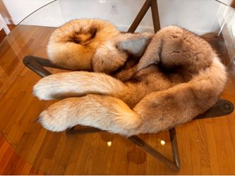 Genuine arctic fox scarf and hat