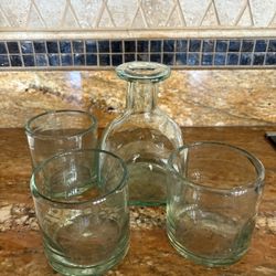 Hand Blown Glass Decanter Set