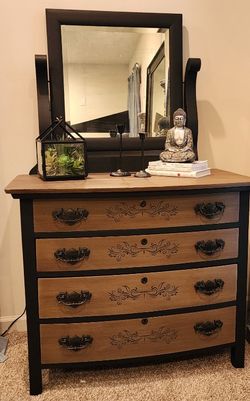 black antique dresser with mirror Antique Black Bureau– Serendipity House LLC main image 0