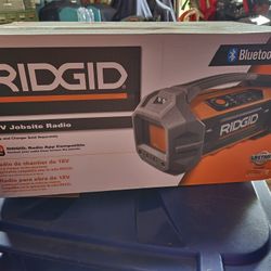 Brand new (unopened box):
18V Hybrid Jobsite Radio with Bluetooth Wireless Technology (Tool Only)
Works with your smartphone via RIDGID Radio App
Incl