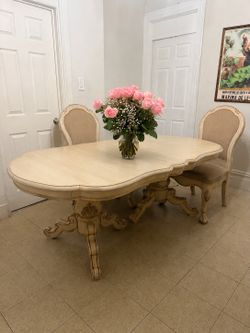 Vintage French Provincial Dining Table and Chairs
