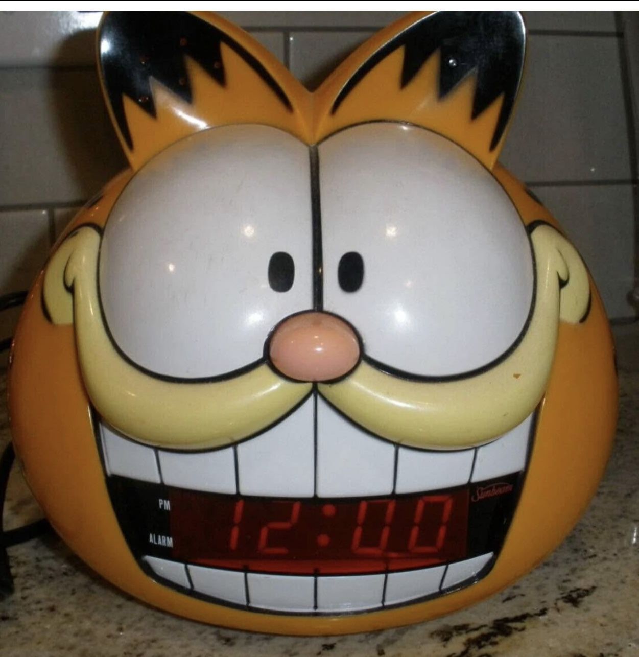 Vtg 1993 GARFIELD Sunbeam Electronic LED Digital Alarm Clock 887-109 (SEE DESCRI