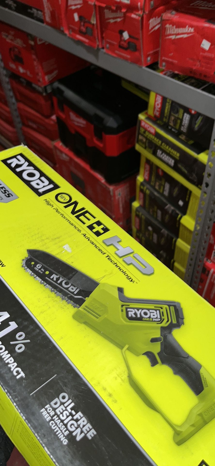 18 Volt Ryobi Compact Brushless Pruning Chainsaw with Battery,Charger $200 