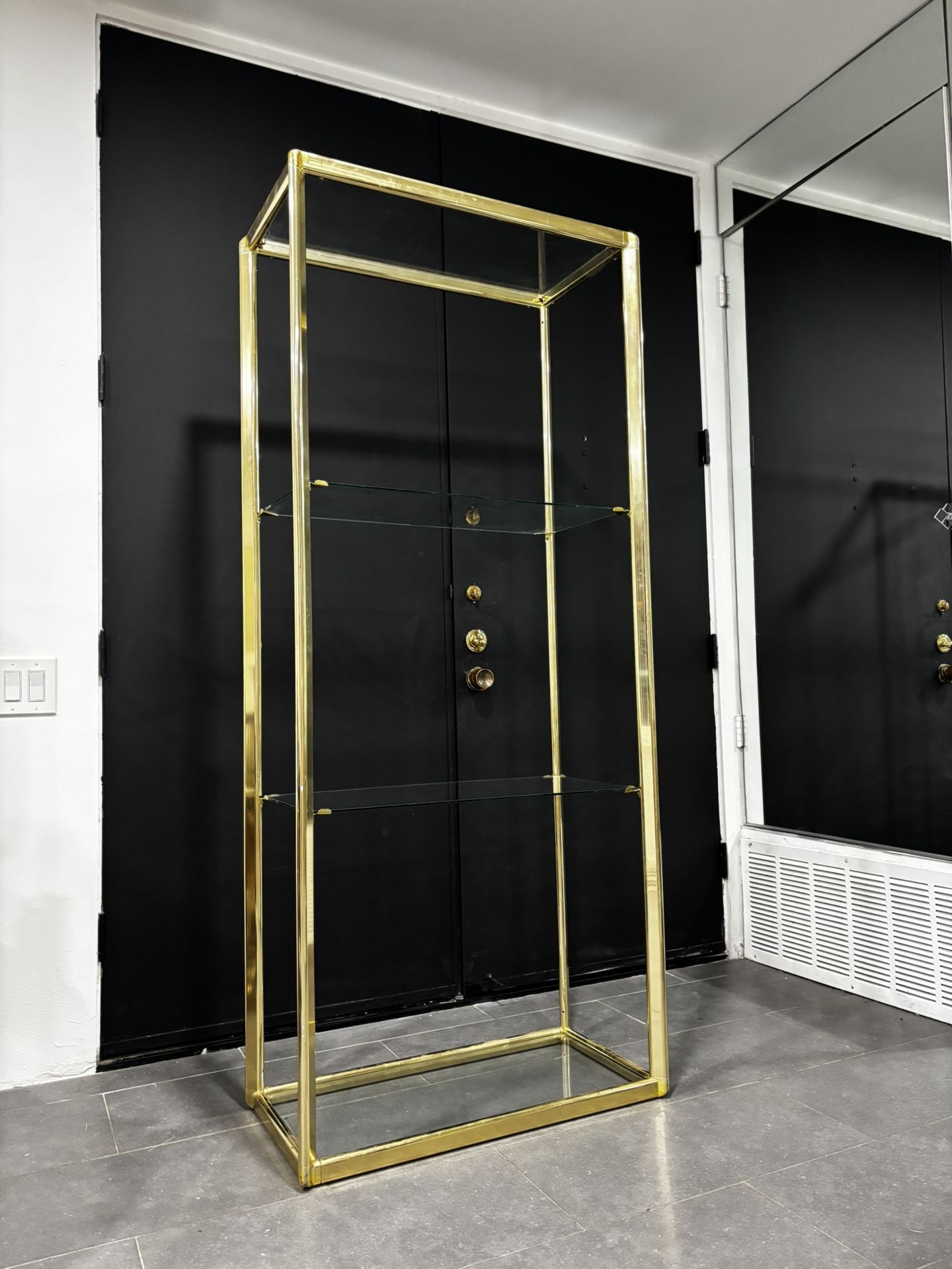 Vintage Brass/Gold Tone and Glass 4 Shelf Etagere