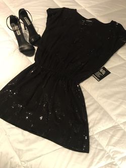 Express black tunic sequin blouson dress (size xs)