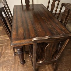 Pottery barn extendable dining table set with 6 chairs - seats up to 8!